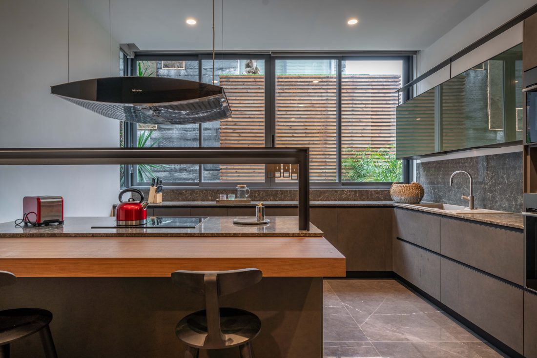 Kitchen ergonomics in the design of a holiday luxury villa in India